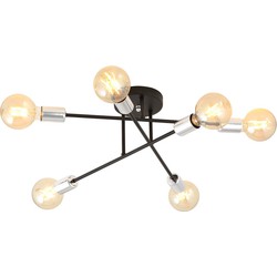 scandinavische plafondlamp Luciani Zwart 6-lichts