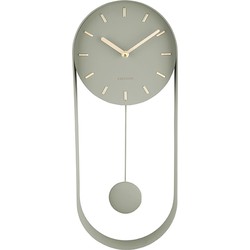 Wandklok Pendulum Charm - Staal Jungle Groen - 50x20x4,8cm