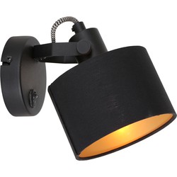 Zwarte wandlamp met stoffenkap Mexlite Ornoir Goud
