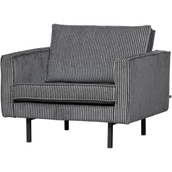 WOOOD fauteuil Rodeo - Streep - Zwart/Grijs - 85x105x86 cm