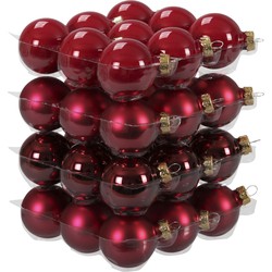 36x stuks glazen kerstballen rood tinten 4 cm mat/glans - Kerstbal