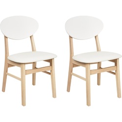 AMERY - Eetkamerstoel set van 2 - Crème - Rubberhout