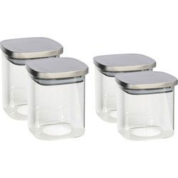 Set van 4x keuken voedsel opslag voorraadpotten glas in 2 formaten - Voorraadpot
