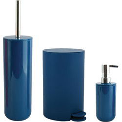 MSV Badkameraccessoire Moods - pedaalemmer - beker - zeeppompje - blauw - kunststof - Badkameraccessoireset