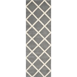 Safavieh Contemporary Indoor Hand Tufted Area Rug, Chatham Collection, CHT720, in Dark Grey & Ivory, 69 X 213 cm