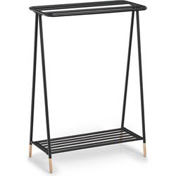 Zeller Handdoekrek - zwart - metaal en hout - 60 x 30 x 85 cm - Handdoekrekken