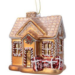huis glas l8.5b6.5h10 cm goud kerst