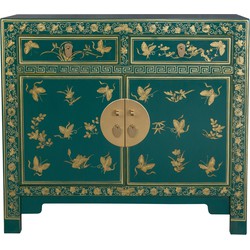 Fine Asianliving Chinese Kast Teal Vlinders Handbeschilderd -