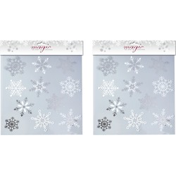2x stuks velletjes raamstickers sneeuwvlokken 30,5 cm raamversiering/raamdecoratie - Feeststickers