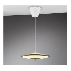 Klassieke hanglamp met elegante art deco witte opaal/messing - 15W/900lm ∅32