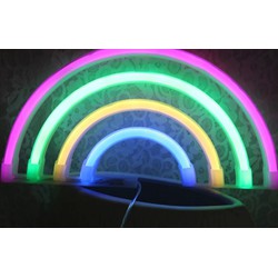 Groenovatie LED Neon Wandlamp "Regenboog", Op Batterijen en USB, 28x15x2cm, RGB