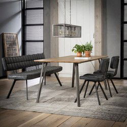 Eetkamerstoel Zwart - PU-Leer - Kruisstiksel - Open Rug - Set van 4