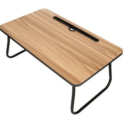 Laptoptafel - hout/metaal - 53 x 30 x 22 cm - laptop/tablet standaard - Bijzettafels