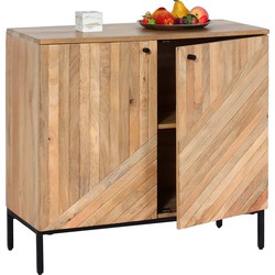 Cosmo Casa Highboard - Veelzijdige Opslag - Magnetische Vangdeuren - Ruime Planken - Mangohout - Natuurlijk