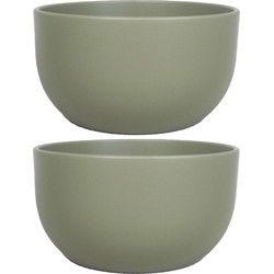 Floran Plantenpot - 2x - groen - schaal - mat - keramiek - 26 x 14 cm - Plantenpotten