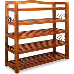 Acacia houten schoenenrek 5 planken