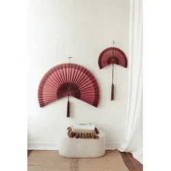 Bamboe waaier Extra Large paars | Bamboo wanddecoratie | Wanddecoratie waaier met kwastjes | Muurdecoratie bamboe