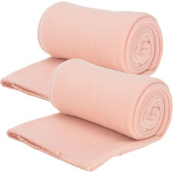 Fleece dekens/plaids - 2x - roze - 125 x 150 cm - Plaids
