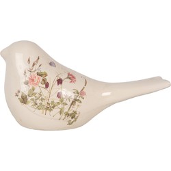 Clayre & Eef Decoratie Beeld Vogel 25x10x13 cm Beige Keramiek