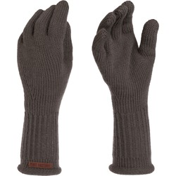 Knit Factory Lana Gebreide Dames Handschoenen - Polswarmers - Taupe - One Size