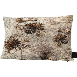 PTMD Lazzy Grey cotton velvet cushion dried flowers L