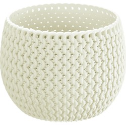 Plantenpot/bloempot kunststof dia 14.5 cm en hoogte 11 cm creme wit - Plantenpotten