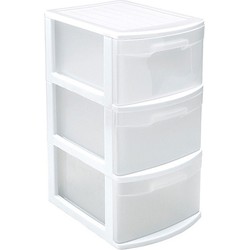 Witte/transparante ladeblok/bureau organizers met 3 lades 39 x 29 x 59 cm - Ladeblok