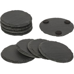 Glazenonderzetters - 8x - rond - leisteen - 10 cm - Glazenonderzetters