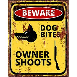 Clayre & Eef Tekstbord  20x25 cm Geel Ijzer Warning Wandbord