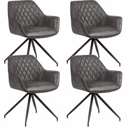 Set van 4 Industriële Eetkamerstoelen Gian Antraciet - Met Armleuningen