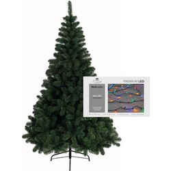 Kerstboom 210 cm incl. kerstverlichting lichtsnoer gekleurd - Kunstkerstboom