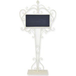 AN IRON CHALKBOARD ON STAND - WHITE