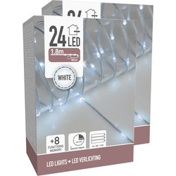 Draadverlichting/lichtsnoeren - 2 stuks - helder wit - 180 cm - Lichtsnoeren