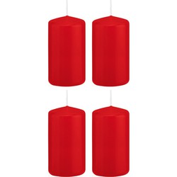 4x Kaarsen rood 6 x 12 cm 40 branduren sfeerkaarsen - Stompkaarsen