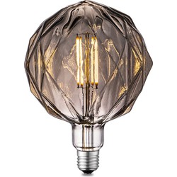 Edison Vintage LED filament lichtbron Globe - Rook - G150 Deco - Retro LED lamp - 15/15/20.5cm - geschikt voor E27 fitting - Dimbaar - 4W 100lm 1800K - warm wit licht
