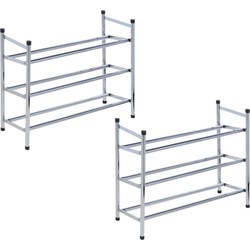 2x stuks schoenenrekken 3 lagen 61,5-115 cm - Schoenenrekken