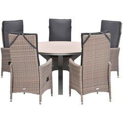 Garden Impressions Collin tuinset 6-delig - Tulli tuintafel Ø148x75 cm - light teak vironwood