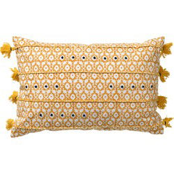 Dutch Decor TEQUILA - Kussenhoes 40x60 cm - 100% katoen - met flosjes - Golden Glow - geel - Dutch Decor