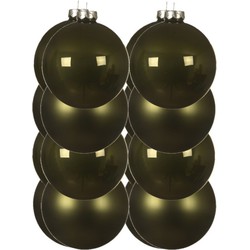 16x stuks kunststof kerstballen mos groen 10 cm glans/mat - Kerstbal