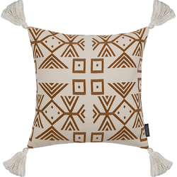 Coffee / White Tassle | 45 x 45 cm | Kussenhoes | Polyester