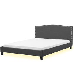 Beliani MONTPELLIER - Tweepersoonsbed met LED-verlichting-Grijs-Polyester