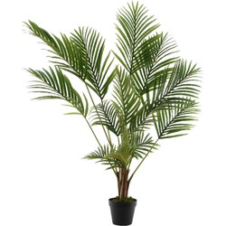 Kaemingk Kunstplant Areca - goudpalm - groen - 125 cm - in zwarte pot - palmboom - Kunstplanten