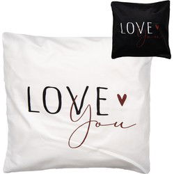 Clayre & Eef Kussenhoes Zwart Wit Polyester
