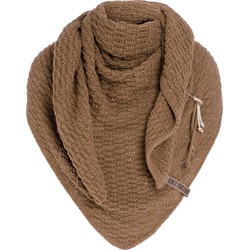 Knit Factory Jaida Gebreide Omslagdoek - Driehoek Sjaal Dames - Nude - 190x85 cm - Inclusief siersluiting