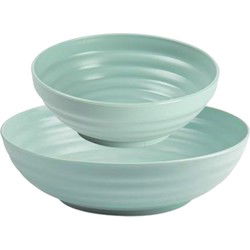 Kommetjes/schaaltjes - 12x stuks - Dessert/ontbijt - Kunststof - Mintgroen - Kommetjes