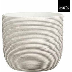 Mica Decorations Bloempot Samuel - 28x28x26 cm - Terracotta - Gebroken Wit