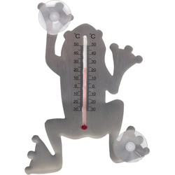 Muurthermometer metaal met zuignappen kikker 16x12x1 cm - Nature