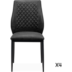 Set van 4 stoelen van gewatteerde stof met metalen frame, 48 cm  LILLIE