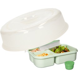 Multipak van 2x stuks magnetrondeksel/afdekschalen voor eten 26 cm transparant - Magnetrondeksel