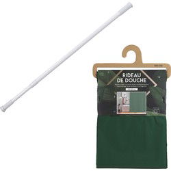 Douchegordijn met ringen - donkergroen - pvc - 180 x 200 cm - incl ophangstang uitschuifbaar 70-120 cm - Douchegordijnen